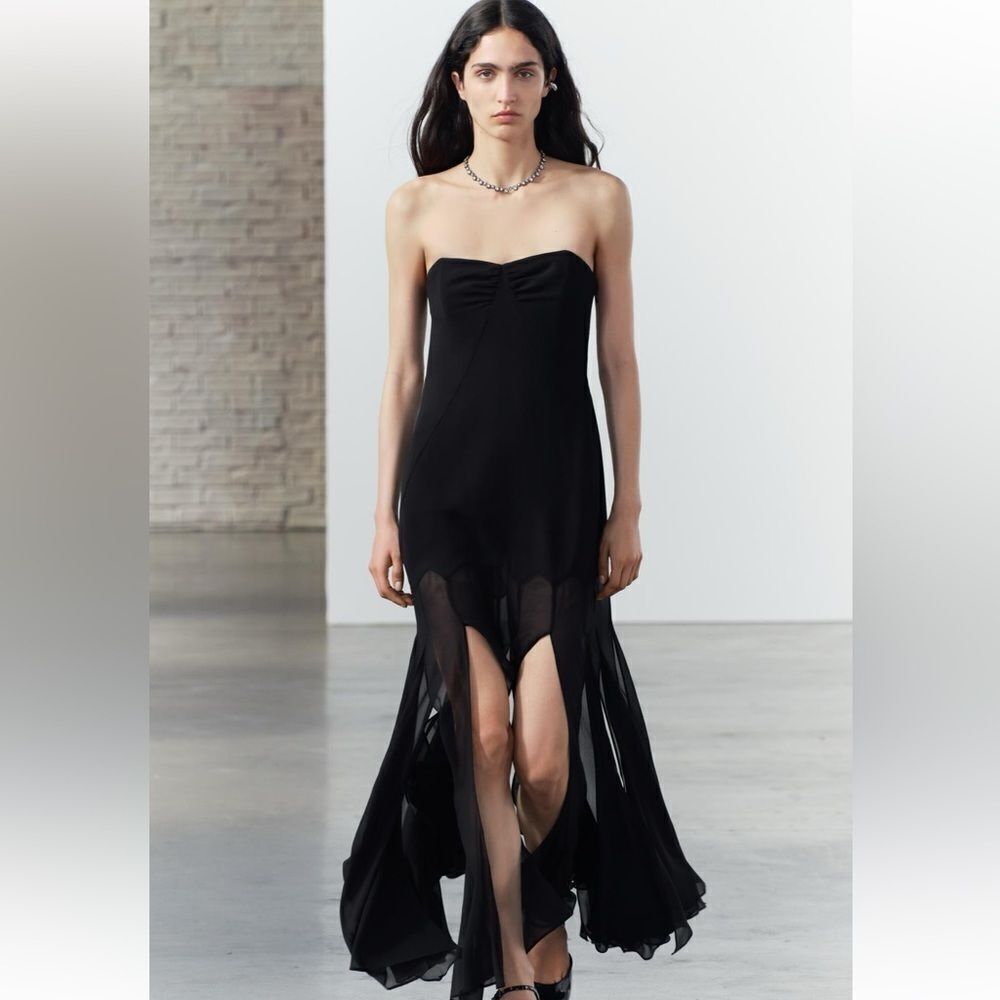 RARE !! Zara semi sheer strapless dress NWT